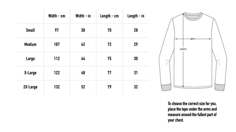Size chart for Hate Uber Alles Longsleeve - Black